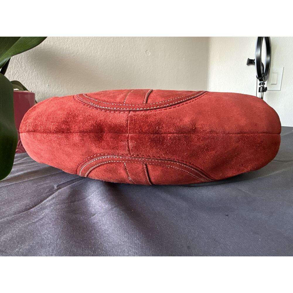 Coach Vintage Red Suede Shoulder Hobo Bag 10058 - Picture 5 of 10